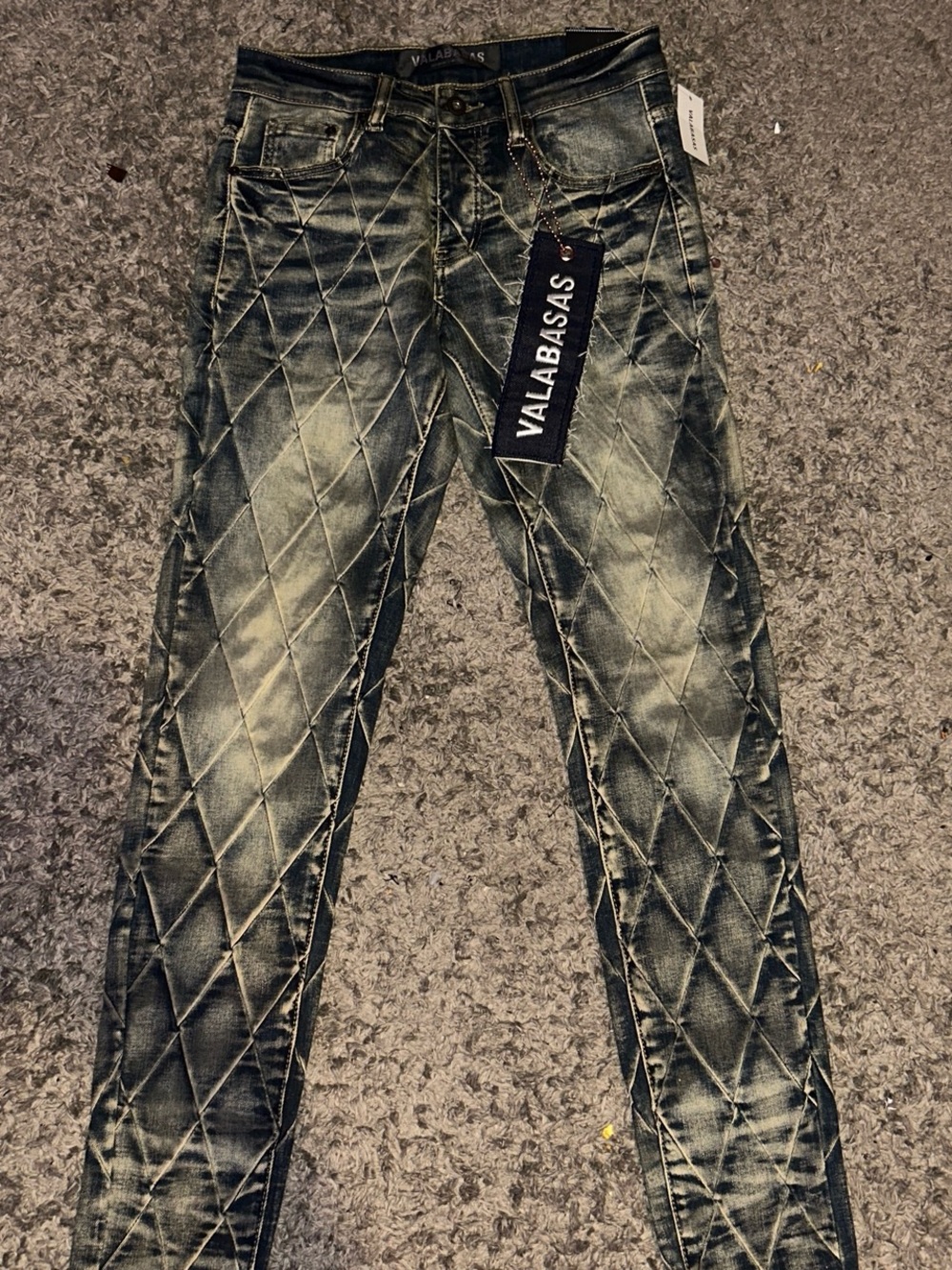 VALABASAS Men’s Black Quilted Skinny Jeans size 28